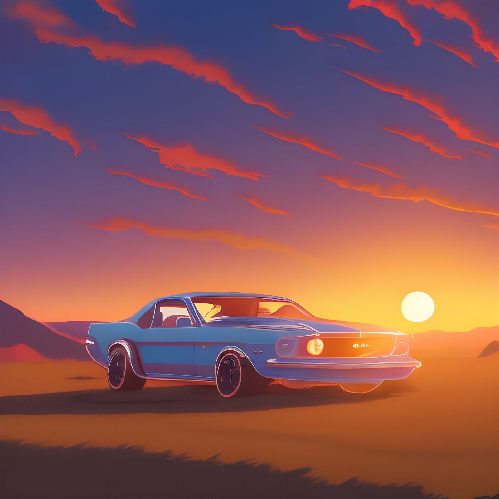 mustang in front of sunset, 4k, 2d - AI Generated Artwork - NightCafe ...