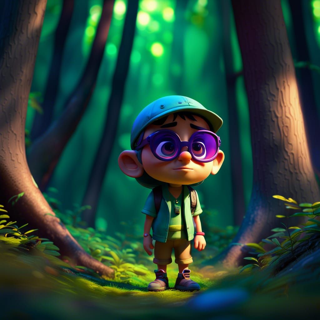 manchild in a forest with sunglasses