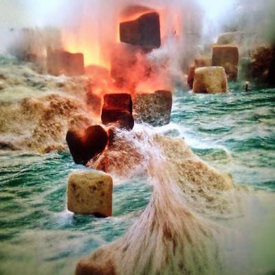 Huge blocks of stone fall into the boiling sea. My heart kno...