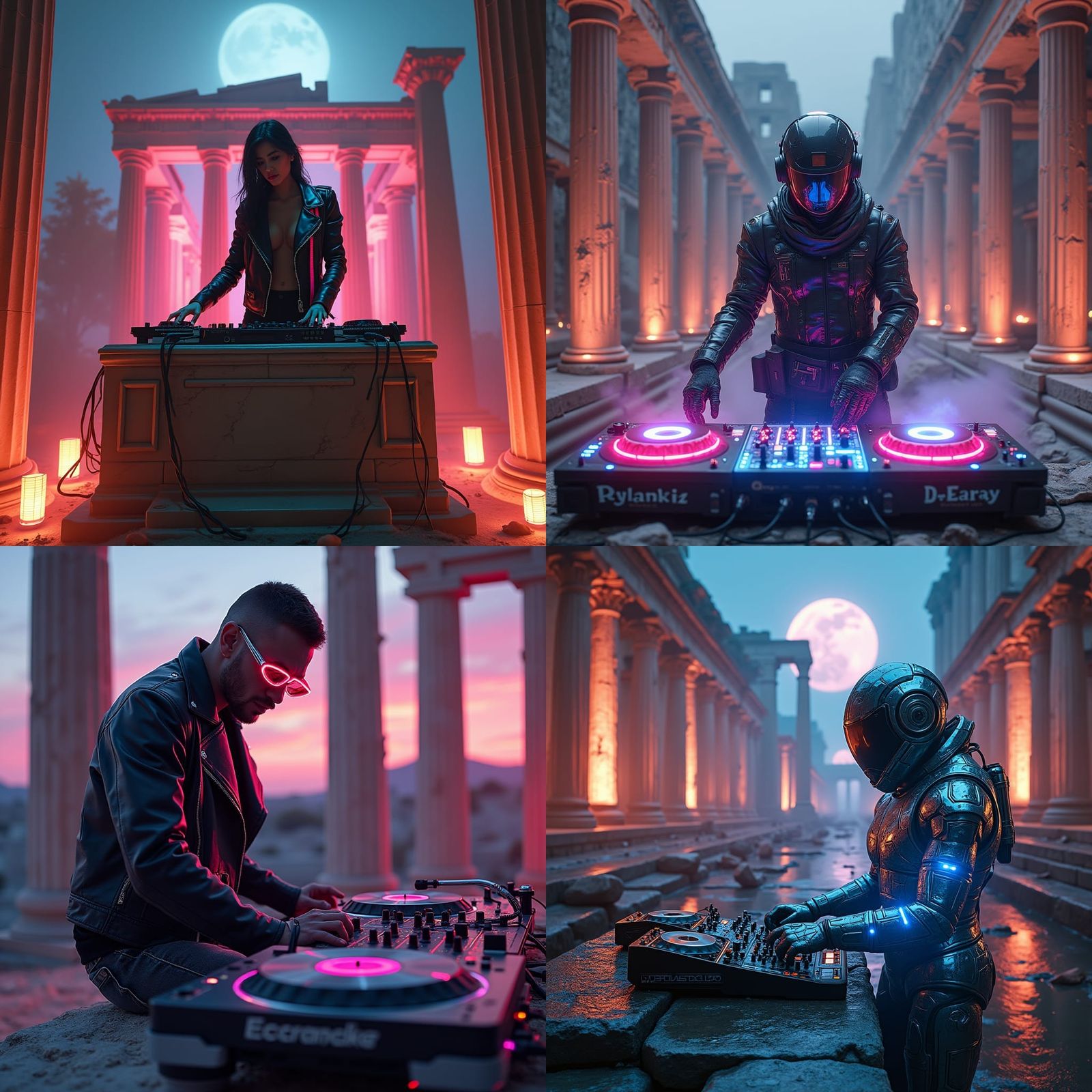 Cyberpunk DJ in ancient greece