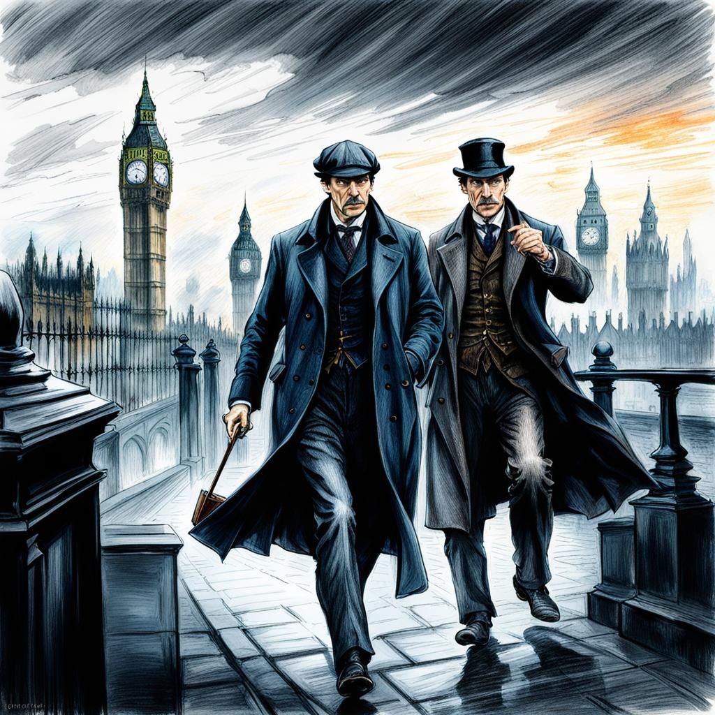 sherlock holmes and watson in action - AI Generated Artwork - NightCafe ...