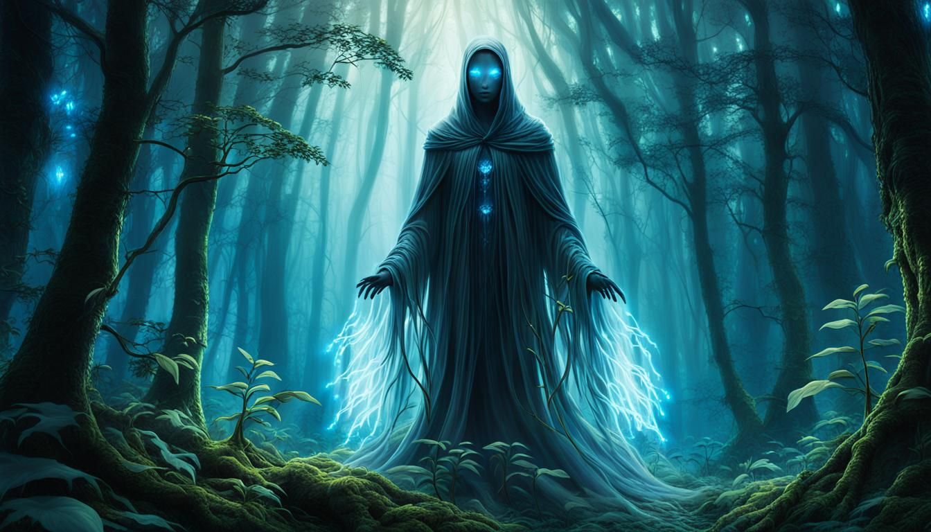 Alien ghost in an alien forest - AI Generated Artwork - NightCafe Creator