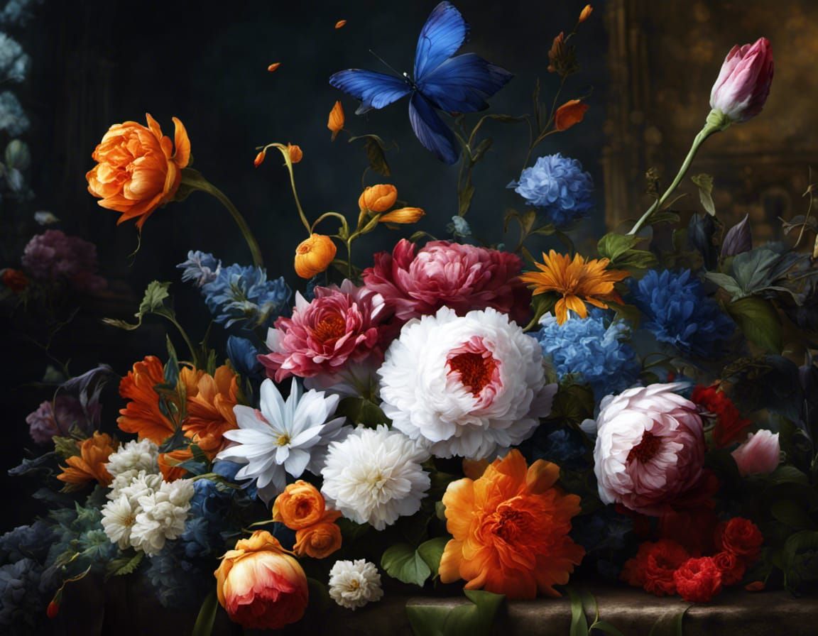 Flowers Inspired By Jan Davidsz De Heem - Ai Generated Artwork 