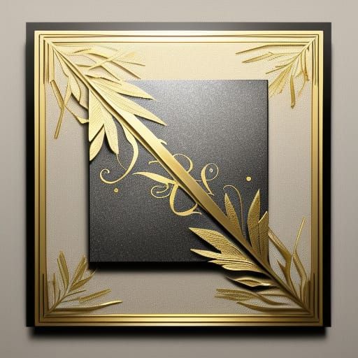 Gold and Silver Foil Cursive Letters on Linen Back... - AI Art