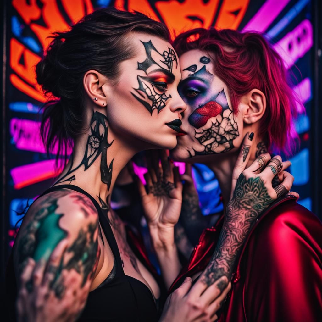 Batwoman + Lady Joker + tattoo + Margot Robbie + Anya Taylor-Joy + Neoplasticism  by @mansai