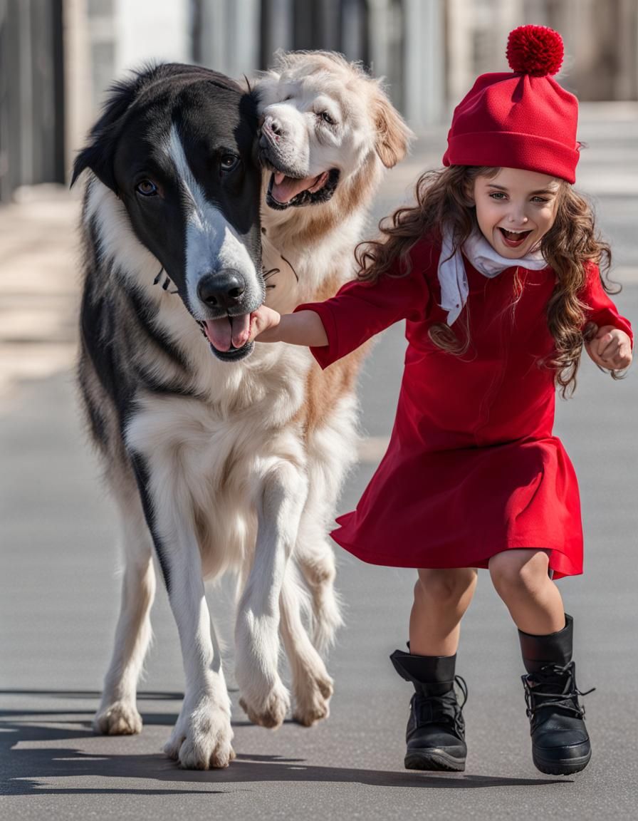 Girl Running with Dog: A Joyful Scene
