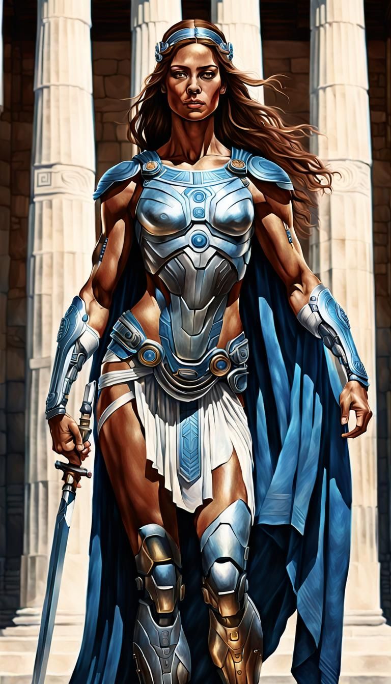 <lora:Flowing Hair:1.0> 
<lora:Tinta Muscular2:1.0>
<lora:Cyborg-Galor:1.0>
<lora:Armadura de Mujer:1.0>
 A majestic Grecian goddess, remini...