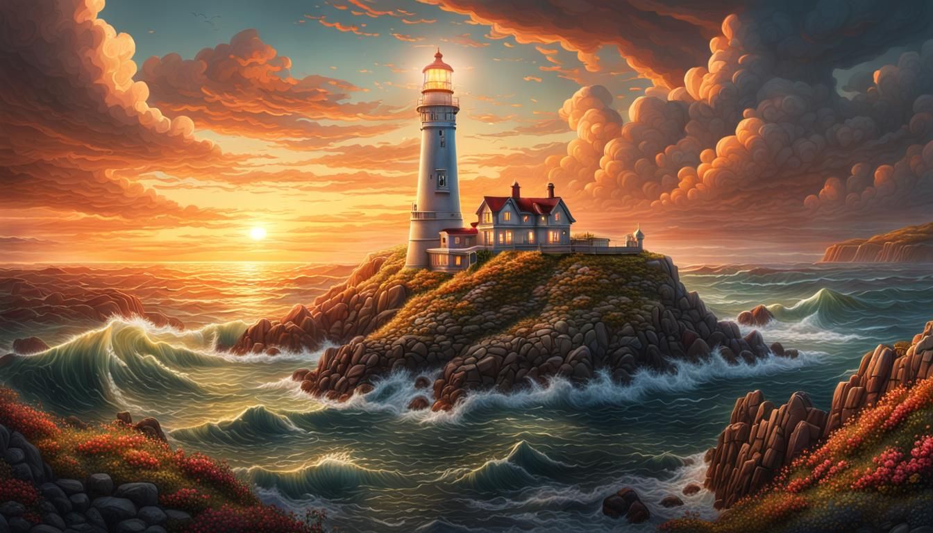 Lighthouse at Sea   by @Charlotte
