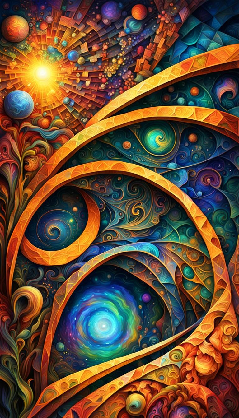 Escaping abstract art complementary colors fine details Jose...