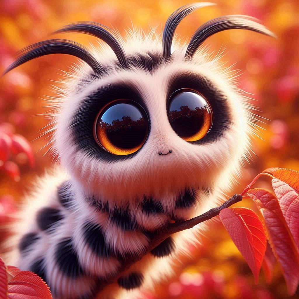 Caterpillar among Blossom Cherry