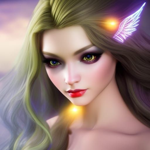 Sunshine Fairy Portrait with Gold Eyeshadow and Silver Hair