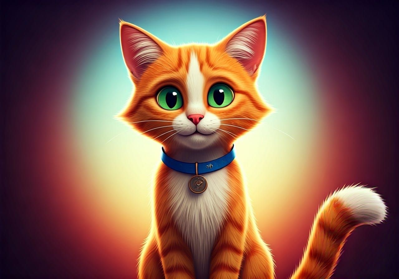 Vibrant Ginger Cat in Whimsical Pixar-Inspired 4K Art