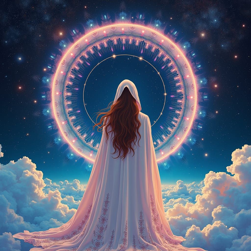 Woman in Space Cloak with Astral Mandalas