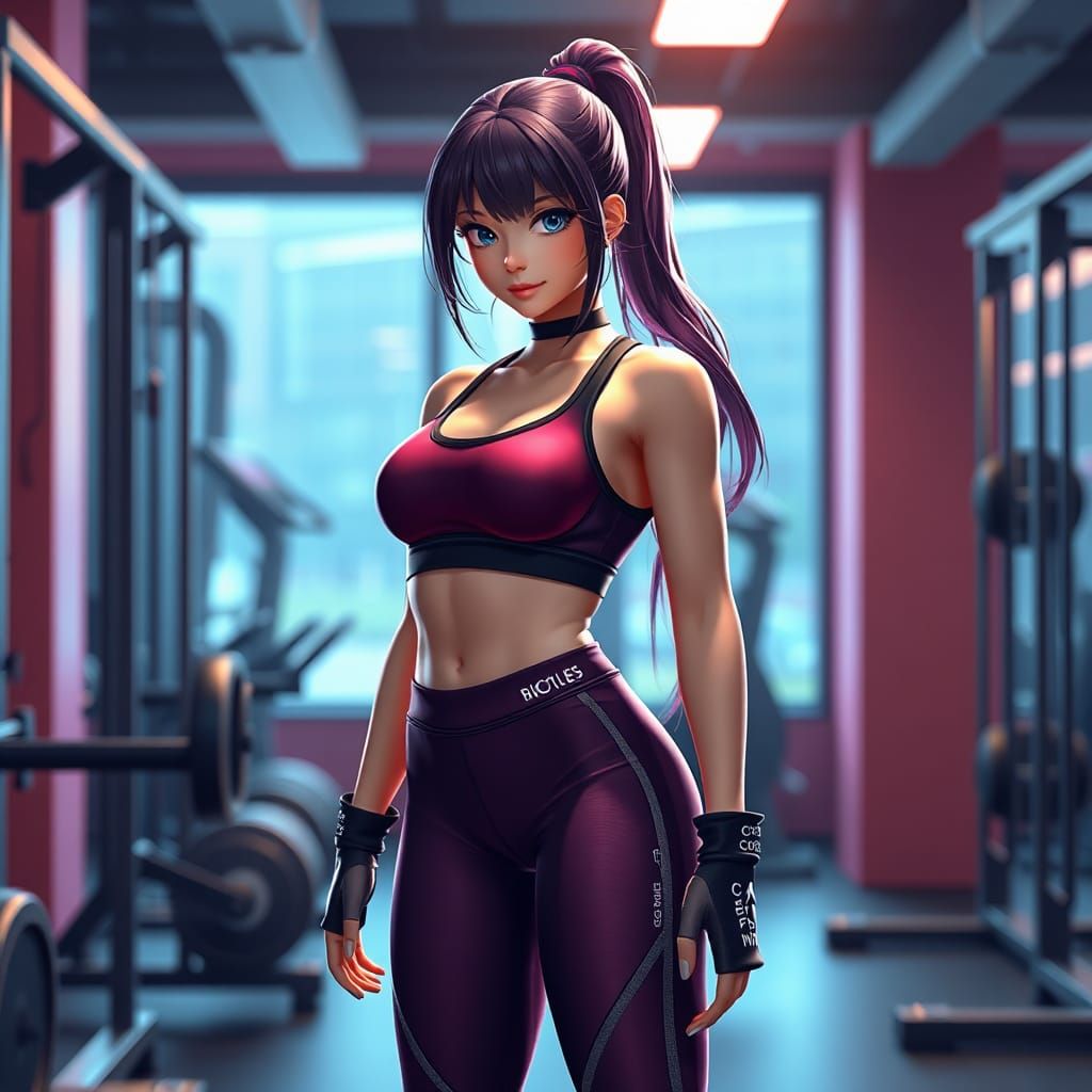 A woman in a workout outfit in the gym Alexis