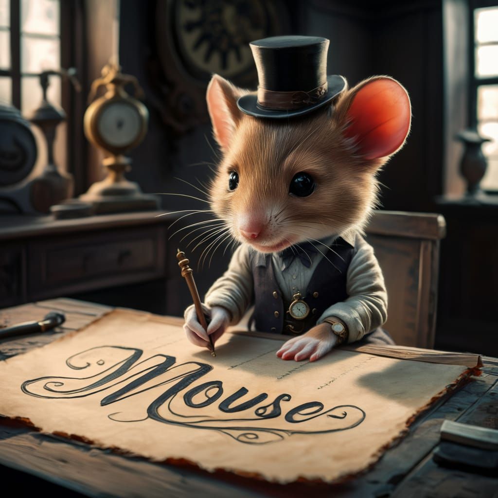 Mouse writing in calligraphy  by @ELY M