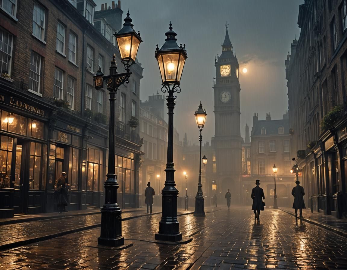 Street lanterns, London, circa 1870. - AI Generated Artwork - NightCafe ...