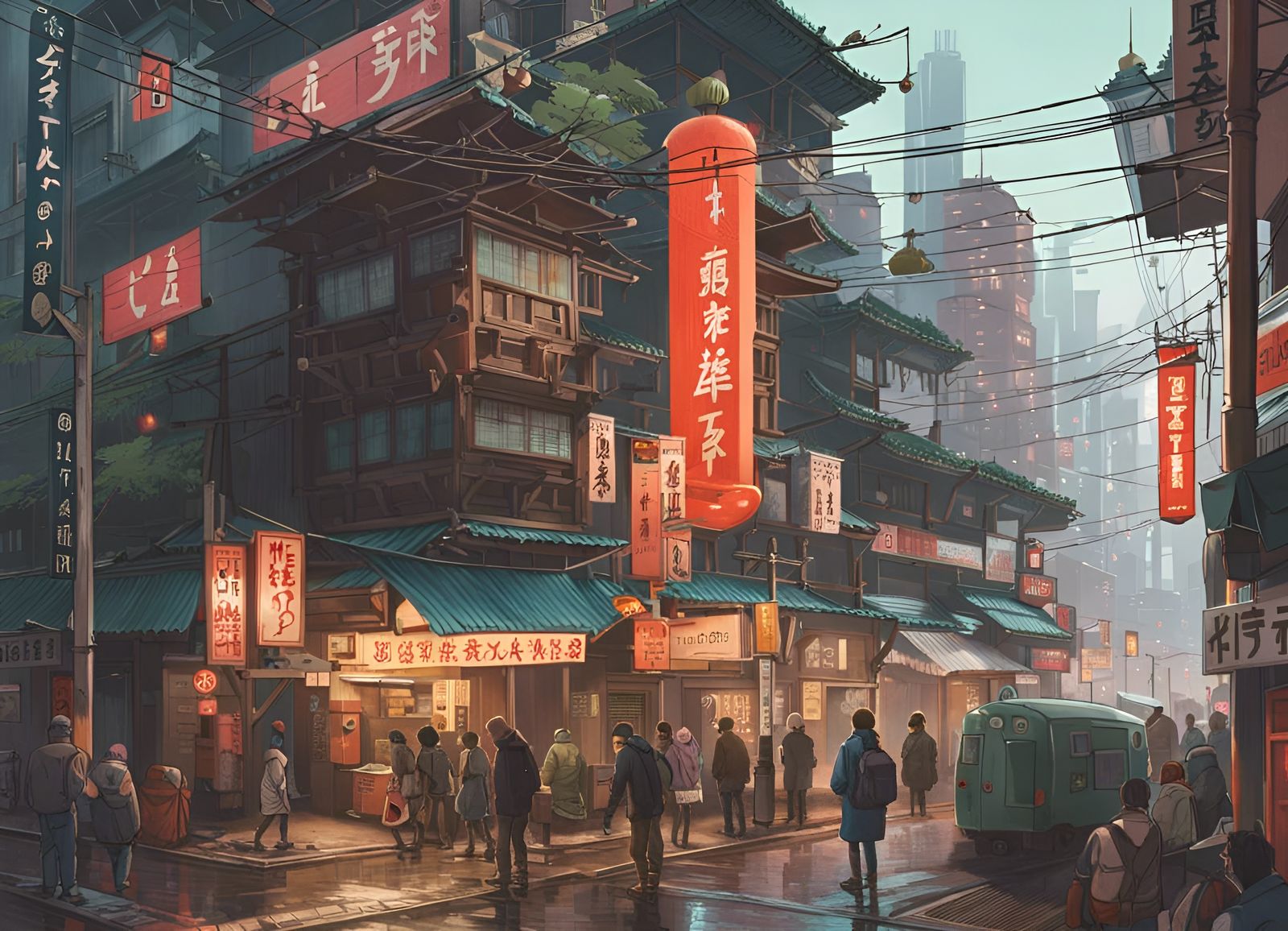 A rainy morning at the tea house in old Tokyo  by @Ministress