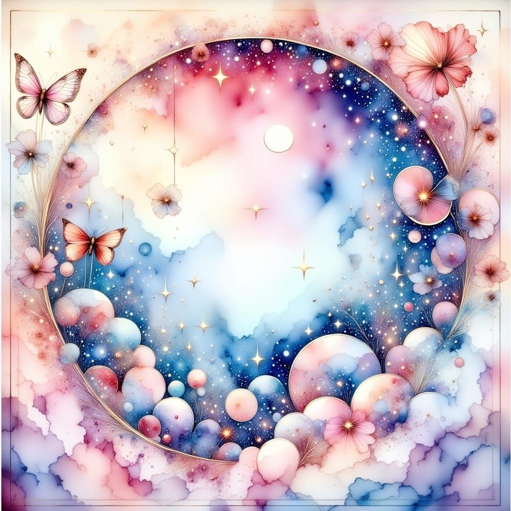 Dreamy Whimsical Cosmos in Vintage Style