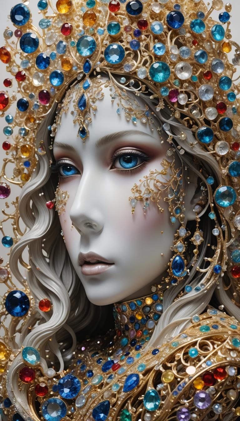 colorful sculpture made entirely of [Gems | Crystals], [Arab...
