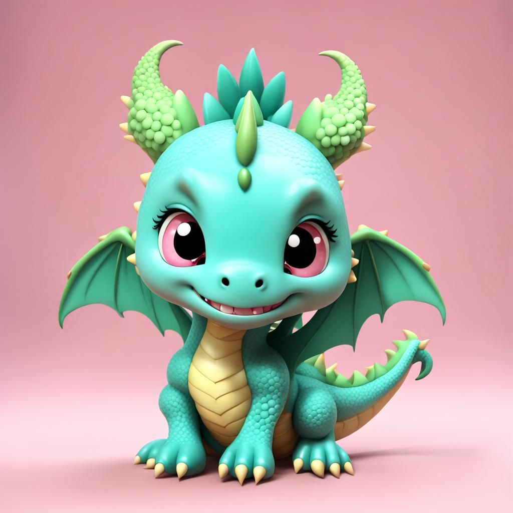 3D kawaii cute baby dragon