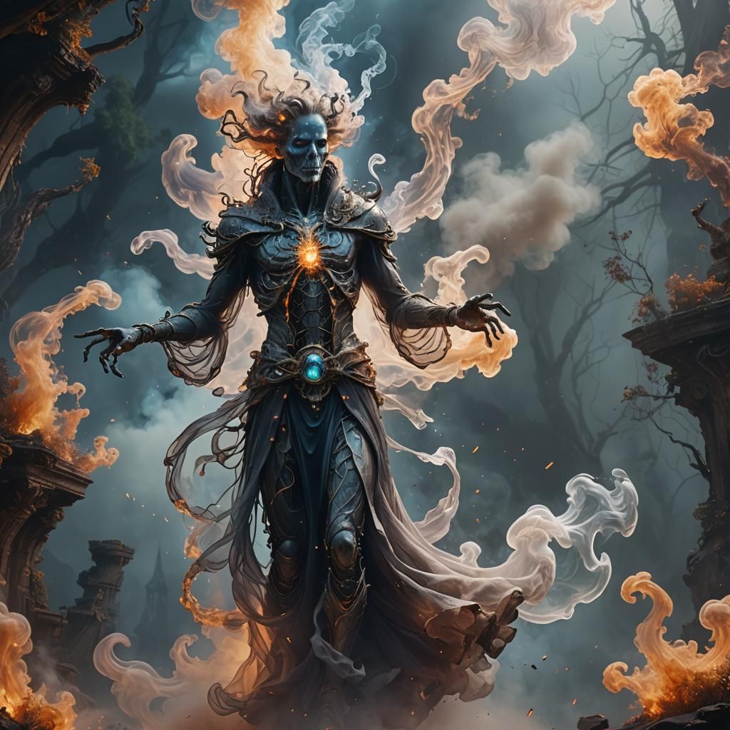 a dancing transparent nebulous apparition made of smoke