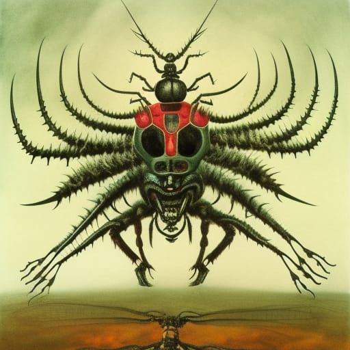 Terrifying Surreal Horror insect, sewn together by Dr. Frank...