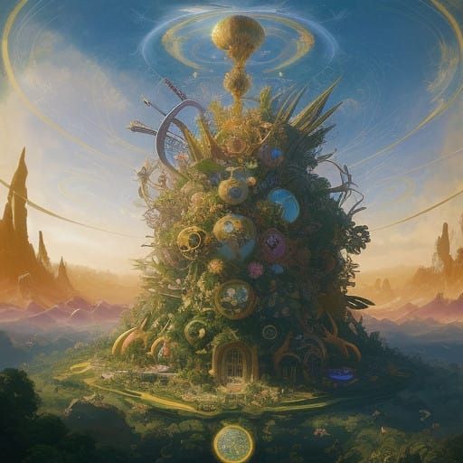 Solar Rabbit Reigns in Vibrant Solarpunk Village - AI Art