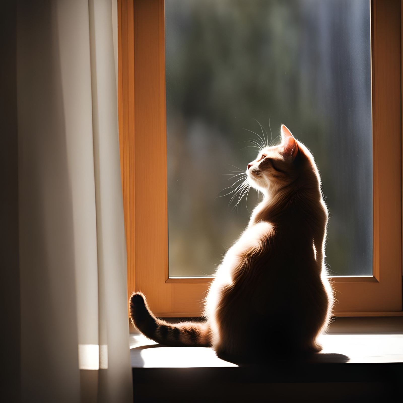 Cat appreciating a sunbeam - AI Generated Artwork - NightCafe Creator