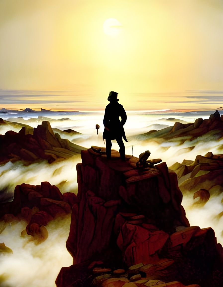 Wanderer above the Sea of Fog - AI Generated Artwork - NightCafe Creator