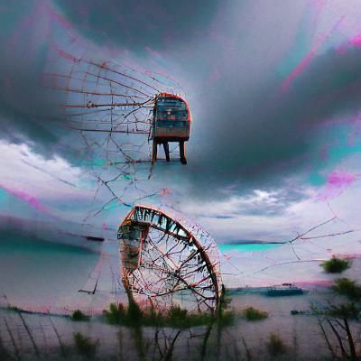 An abandoned creepy ferris wheel
