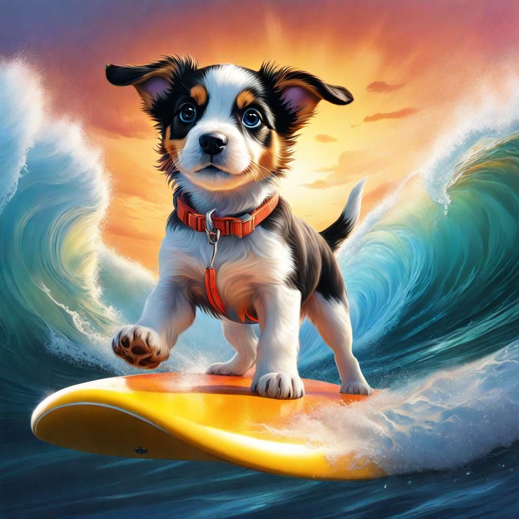  puppy surfing.  by @LightXpressions