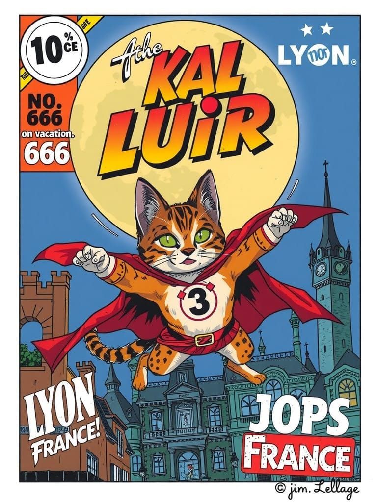 Kal Luir, Superhero Cat, Soars Over Lyon in Moonlit Comic Bo...