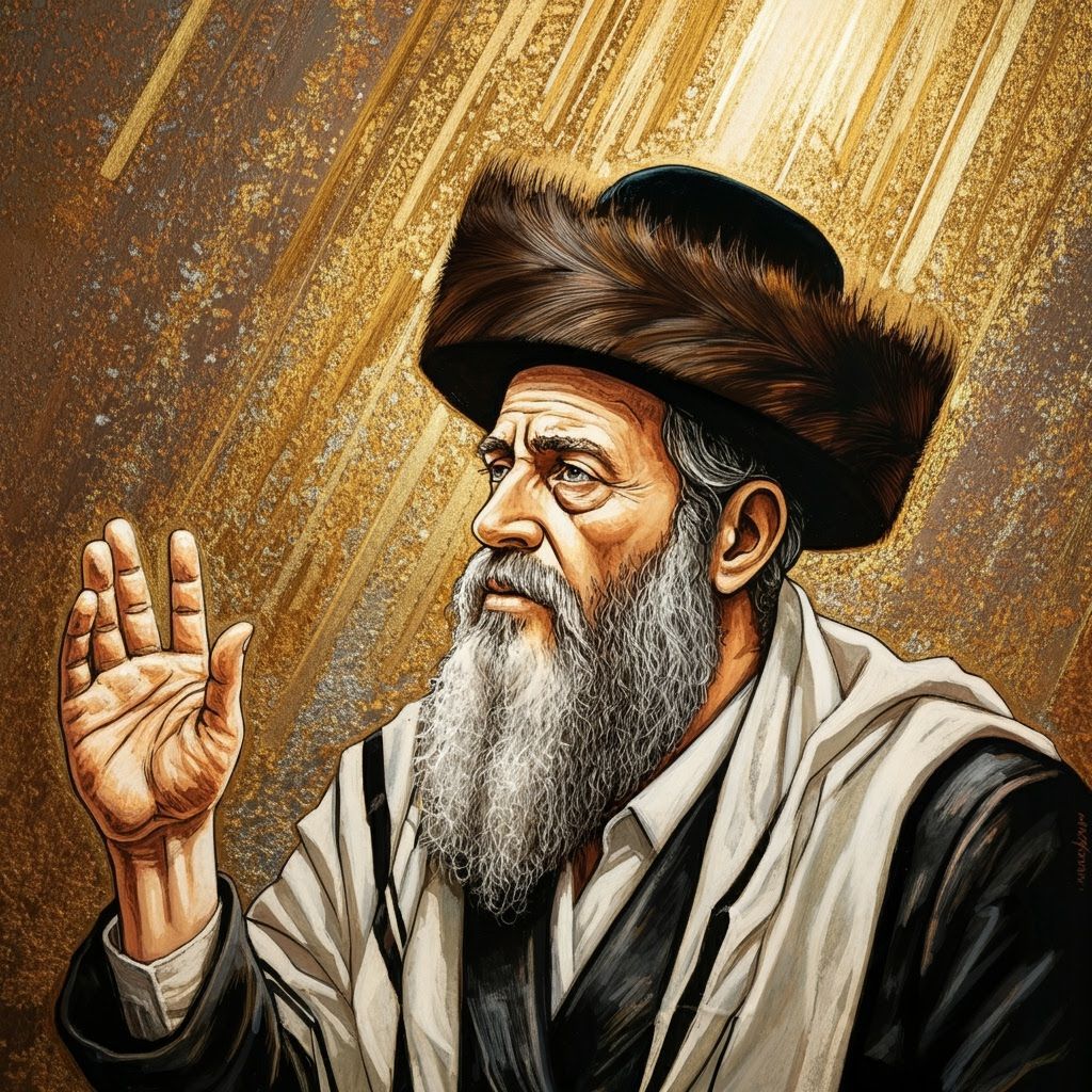 Devout Jewish Man in Engraved Mixed Media