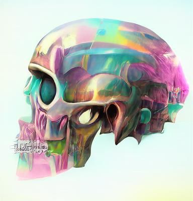 Portrait of a green skull with hair pop art glowing neon poster art - AI  Generated Artwork - NightCafe Creator