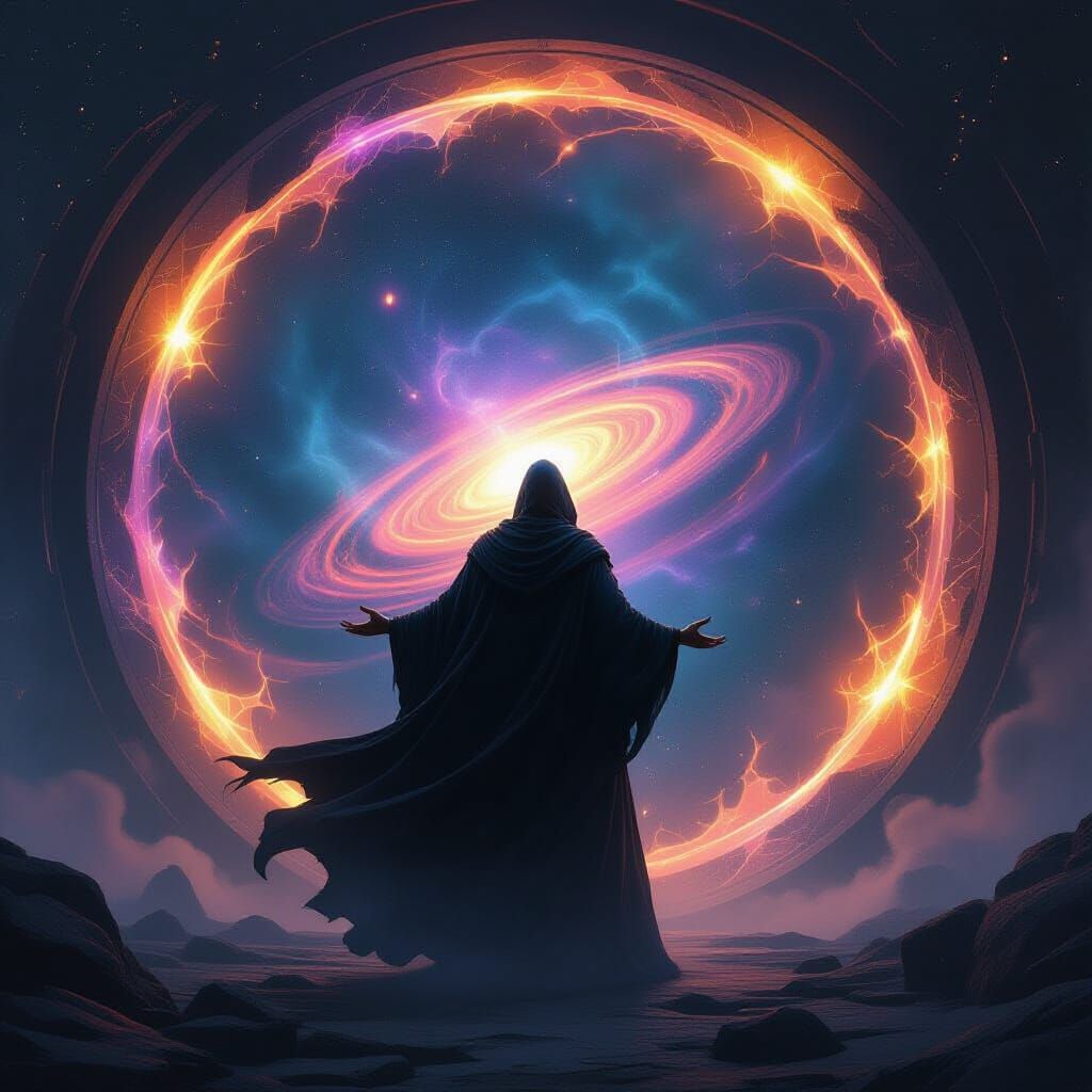 Arcane Sorcerer with Miniature Universe in Cosmic Vortex