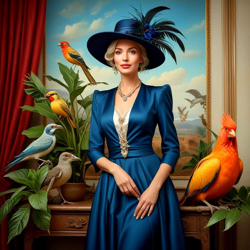 Elegant Lady in a Dreamlike Landscape