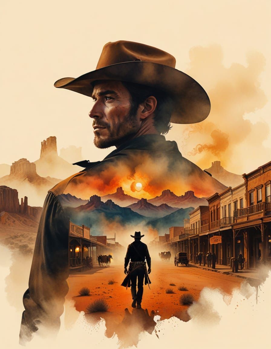 Cowboy as Doubleexposure Artwork