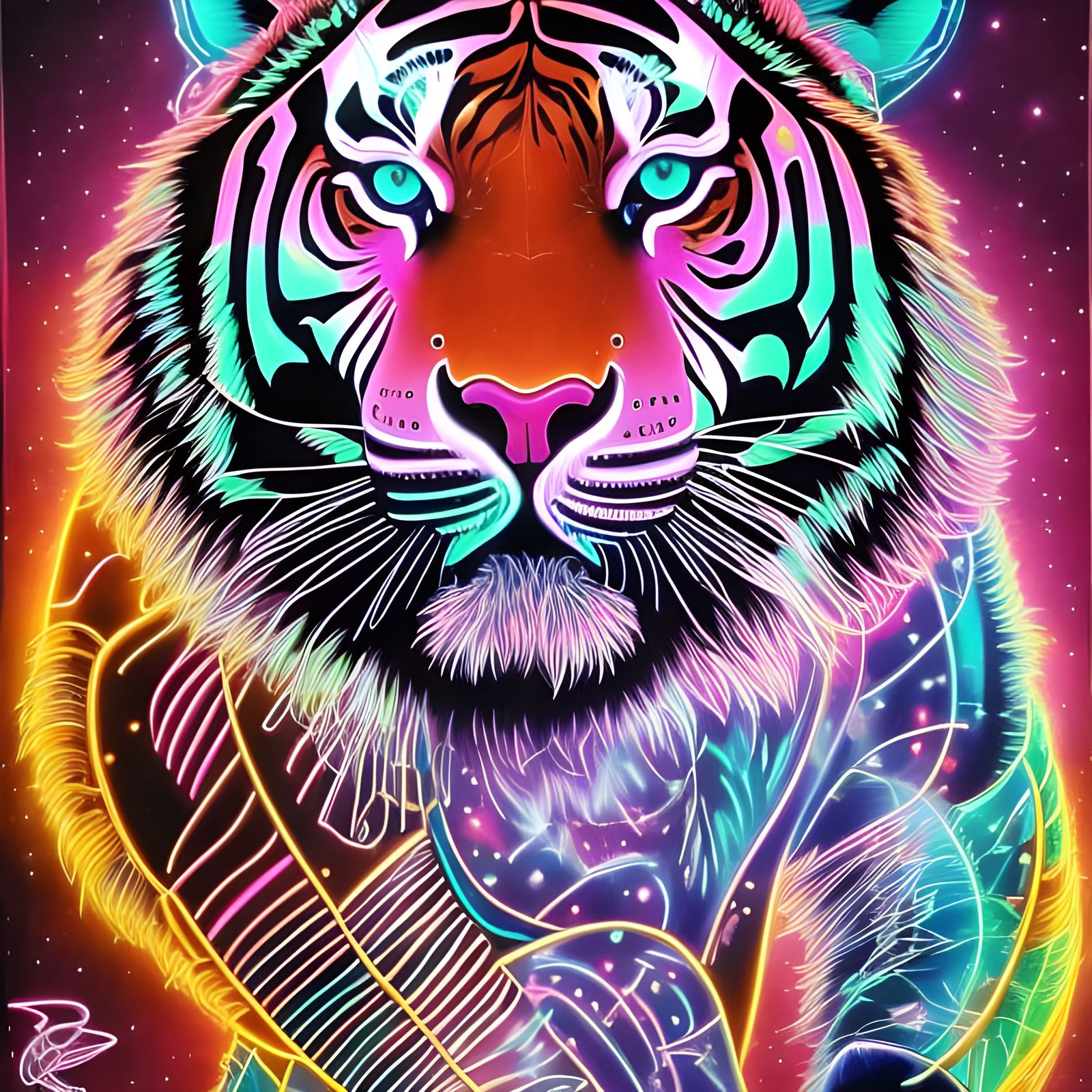 Neon Tiger 2 - AI Generated Artwork - NightCafe Creator