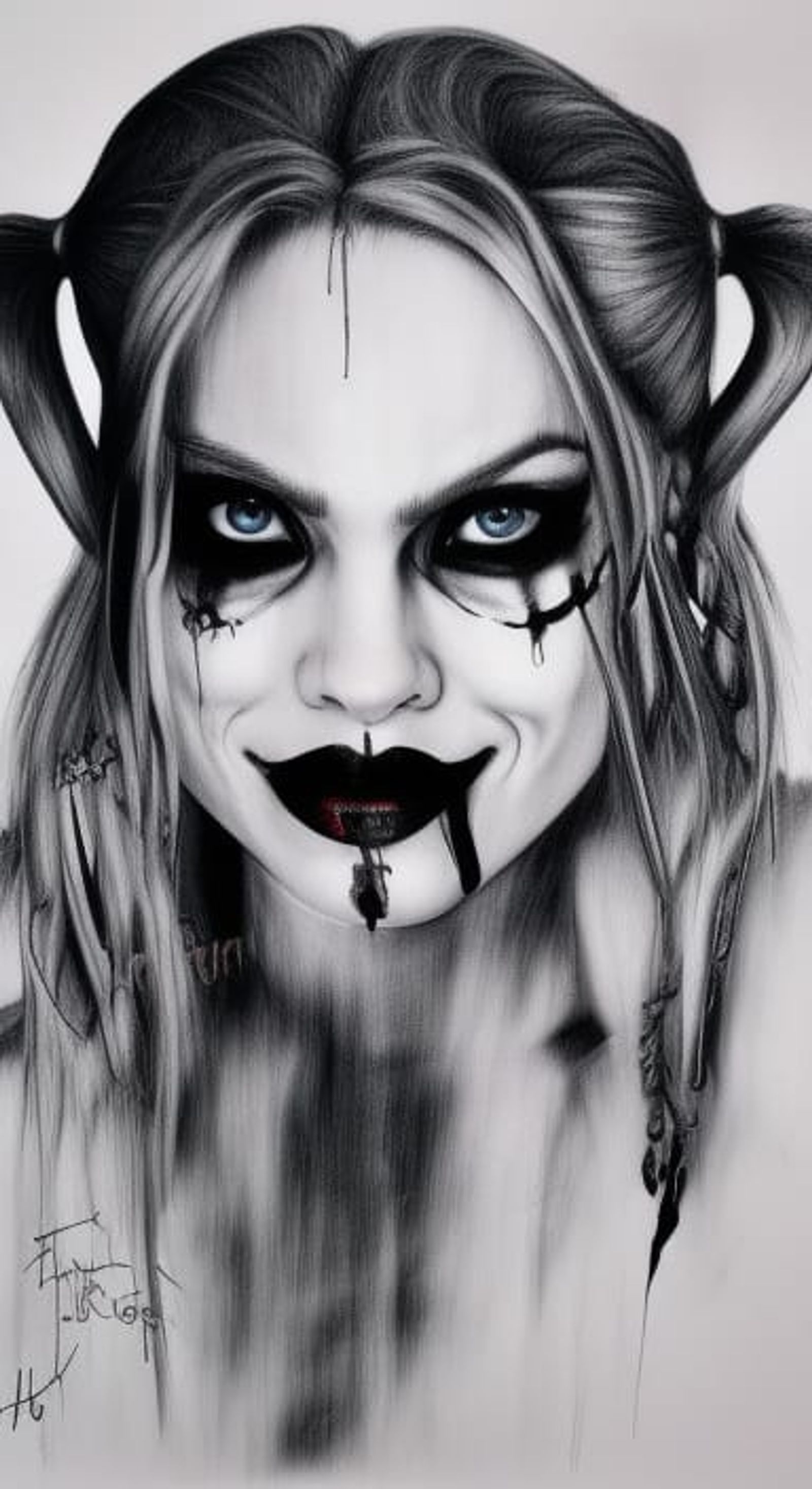 harley quinn hush bloody metallic portrait - AI Generated Artwork ...