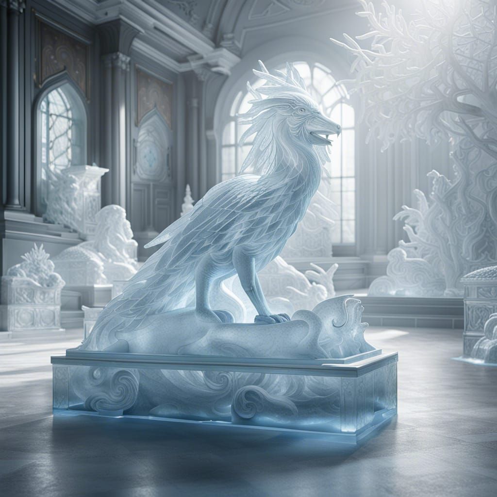 stunning ice hall scenes with intricate details, 64K resolution, 3D rendering, photorealistic rendering, ...  by @ayayacutechat