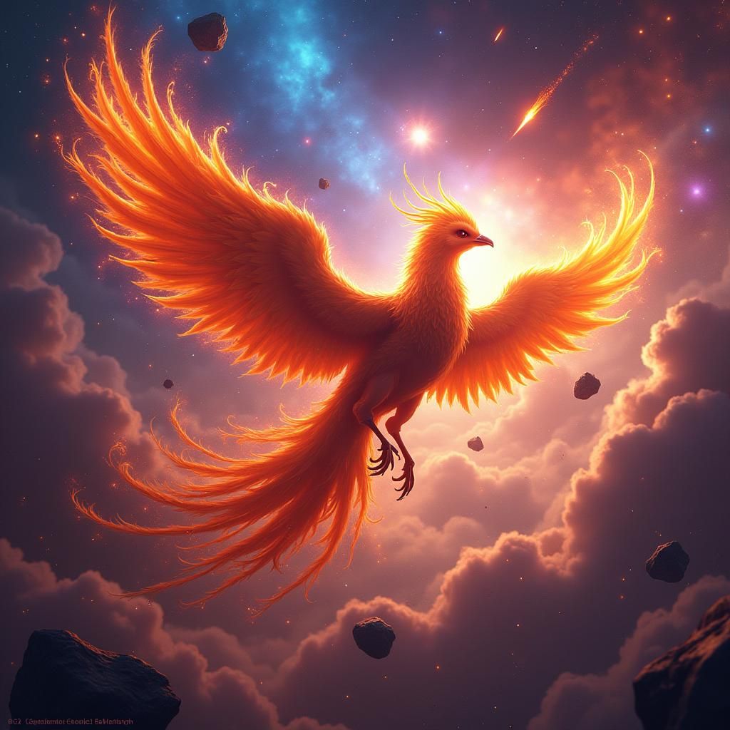 Fiery Phoenix Amidst Cosmic Explosion