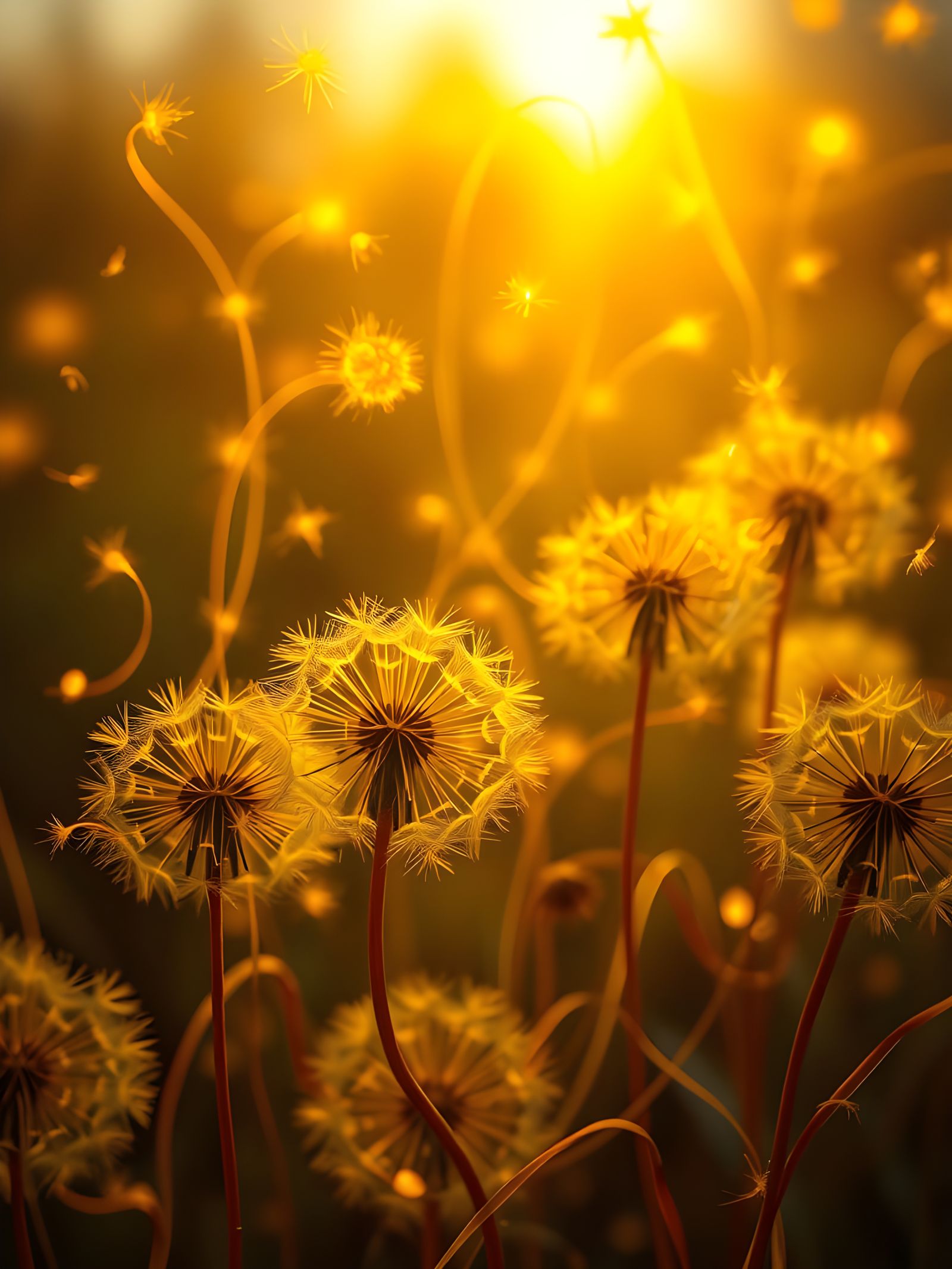 Dandelions Aglow In Sunset  by @Bloody Rose