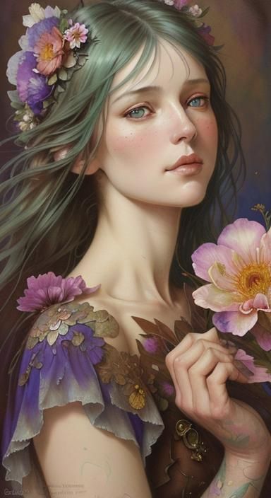 Fantasy_goddess_of_flowers_fantasy illustration_detailed pai...