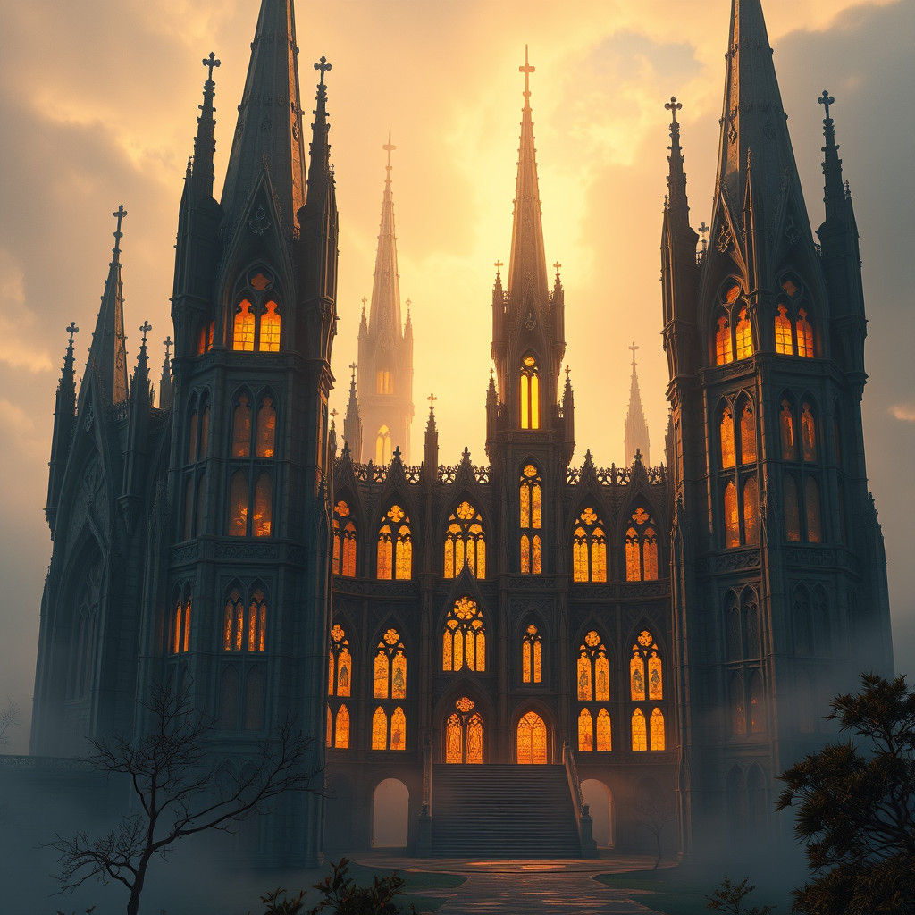 Gothic Yeshiva Building in Hugo Pratt Style