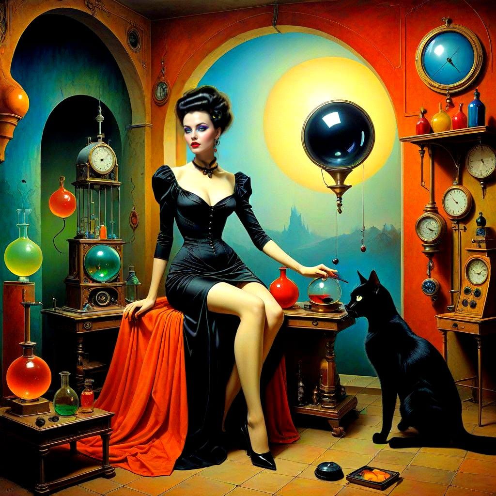 Ethereal Alchemist in a Dreamlike Laboratory