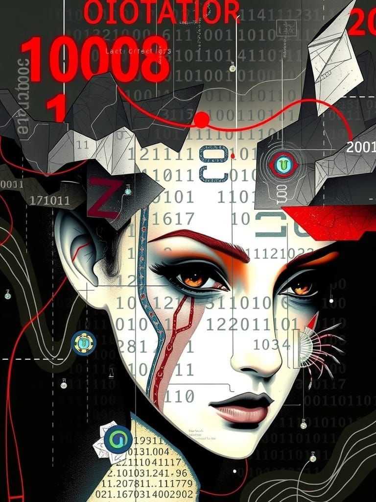 Surreal Digital Woman Made of Code