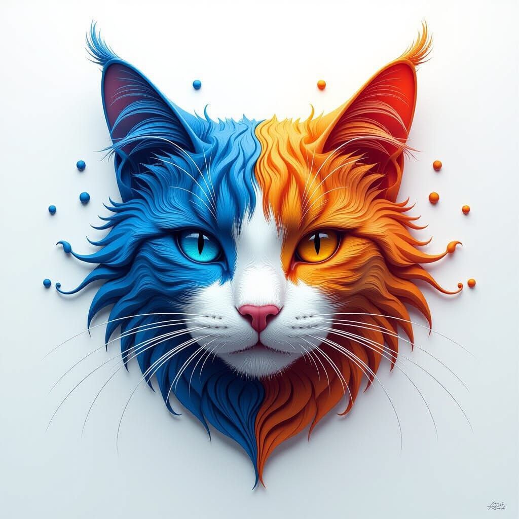 Continuous Line Cat Face Matte Painting