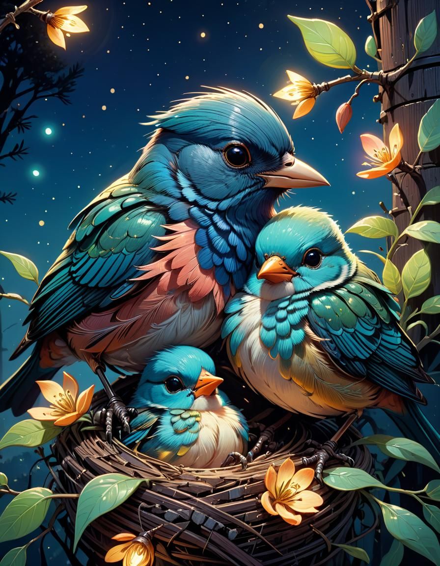 Birds sticking together as family  by @Hinty