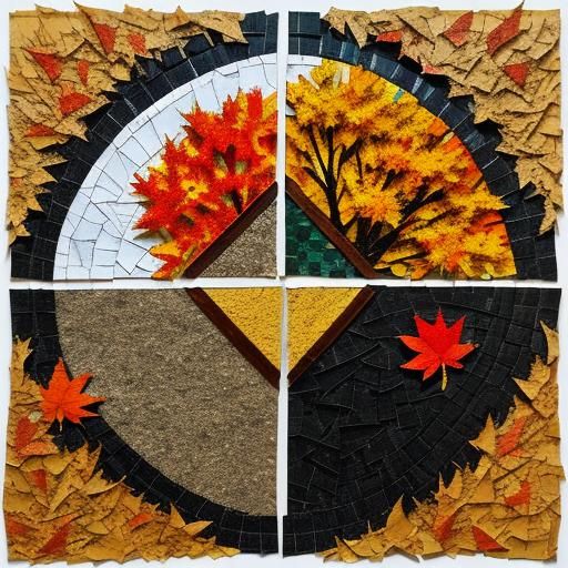 torn thick textured paper collage mosaic - Autumn