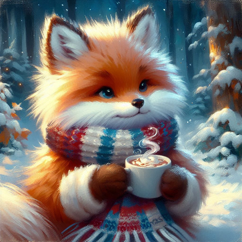 Rufus the Red Fox warming up with a cuppa!